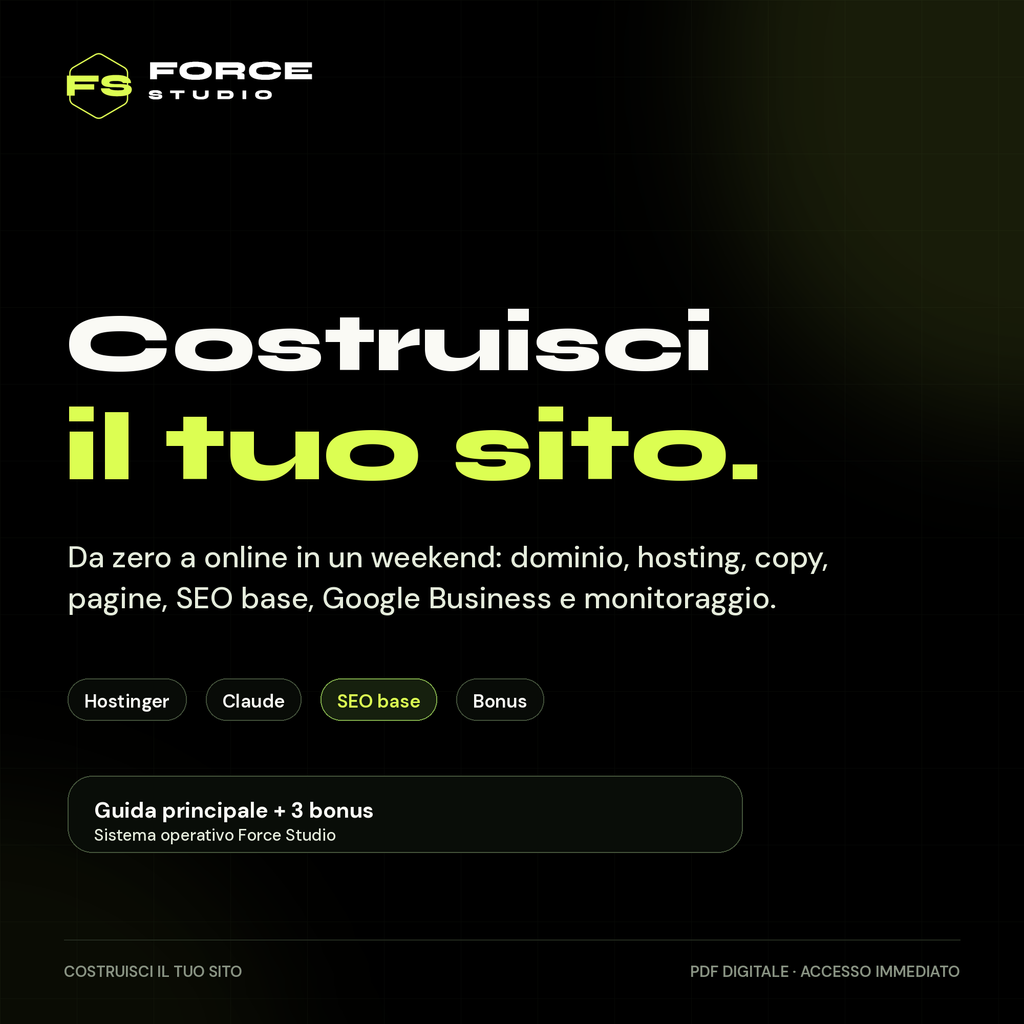 Costruisci il tuo sito - cover prodotto digitale Force Studio