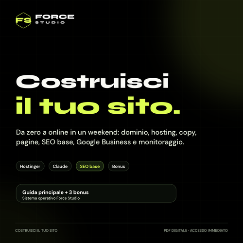Costruisci il tuo sito - cover prodotto digitale Force Studio
