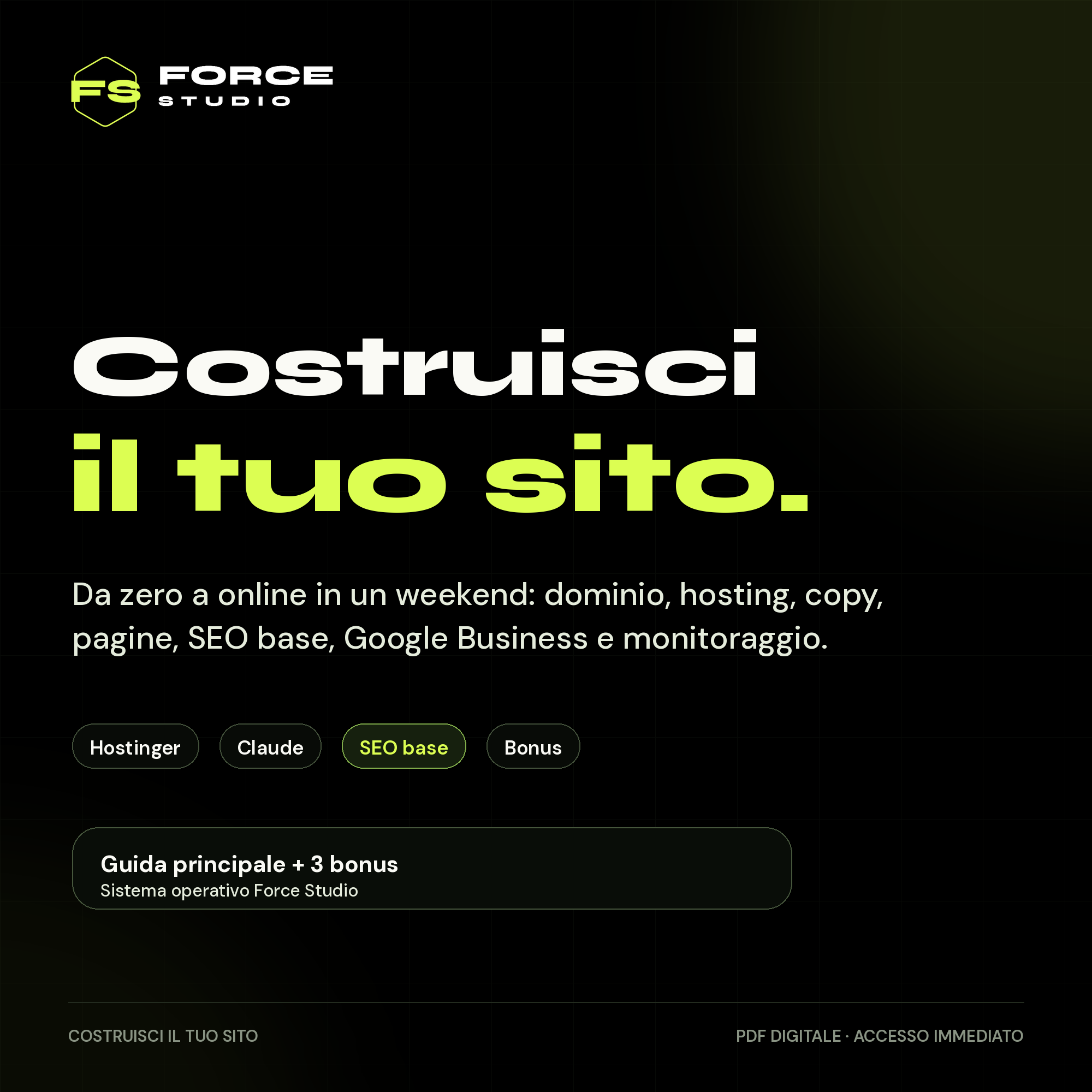Costruisci il tuo sito - cover prodotto digitale Force Studio