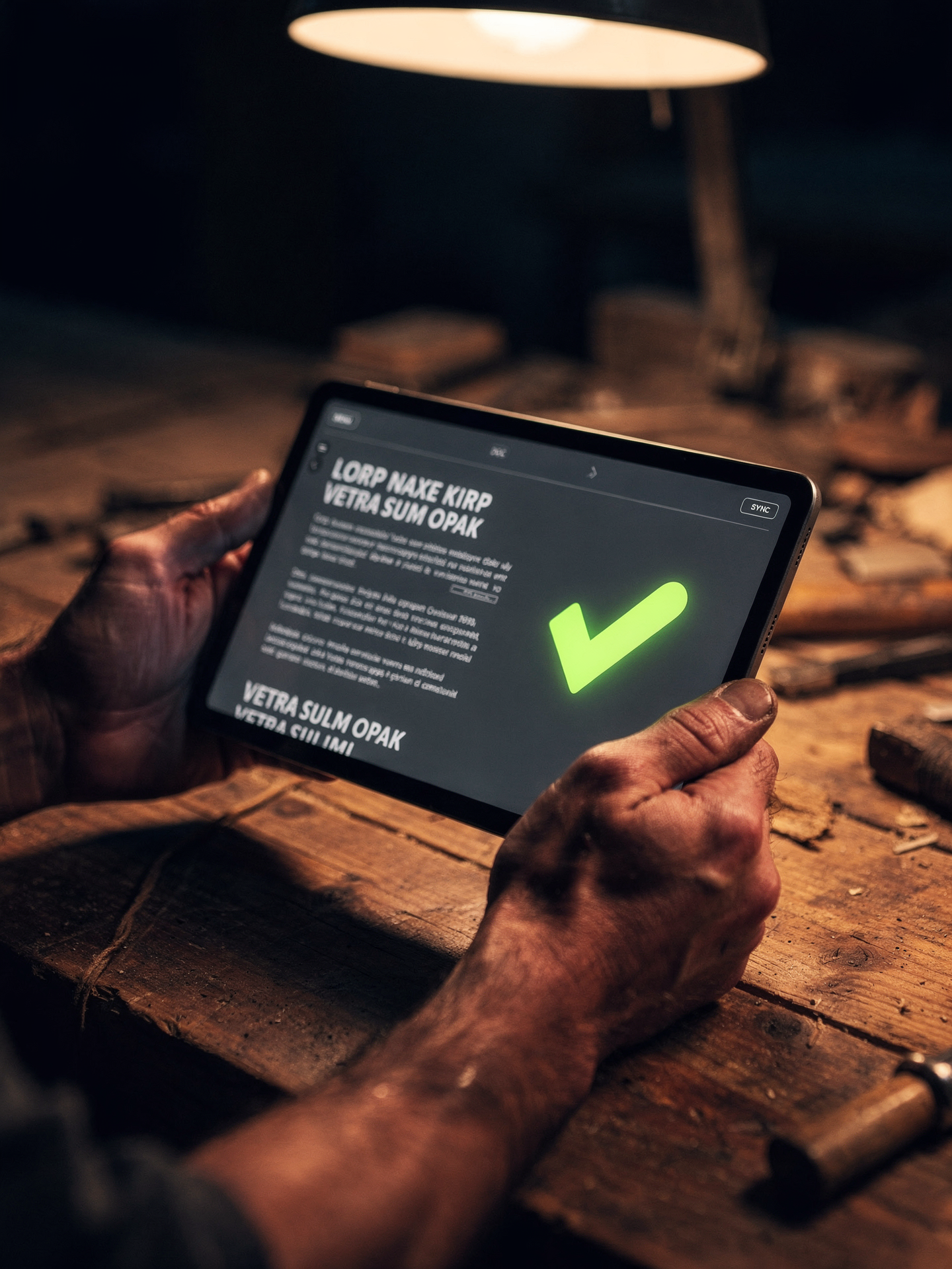 Force Studio - Il Sistema Preventivi in uso, mani su tablet con interfaccia dark/lime