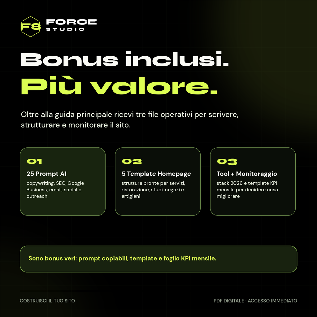 Costruisci il tuo sito - bonus inclusi