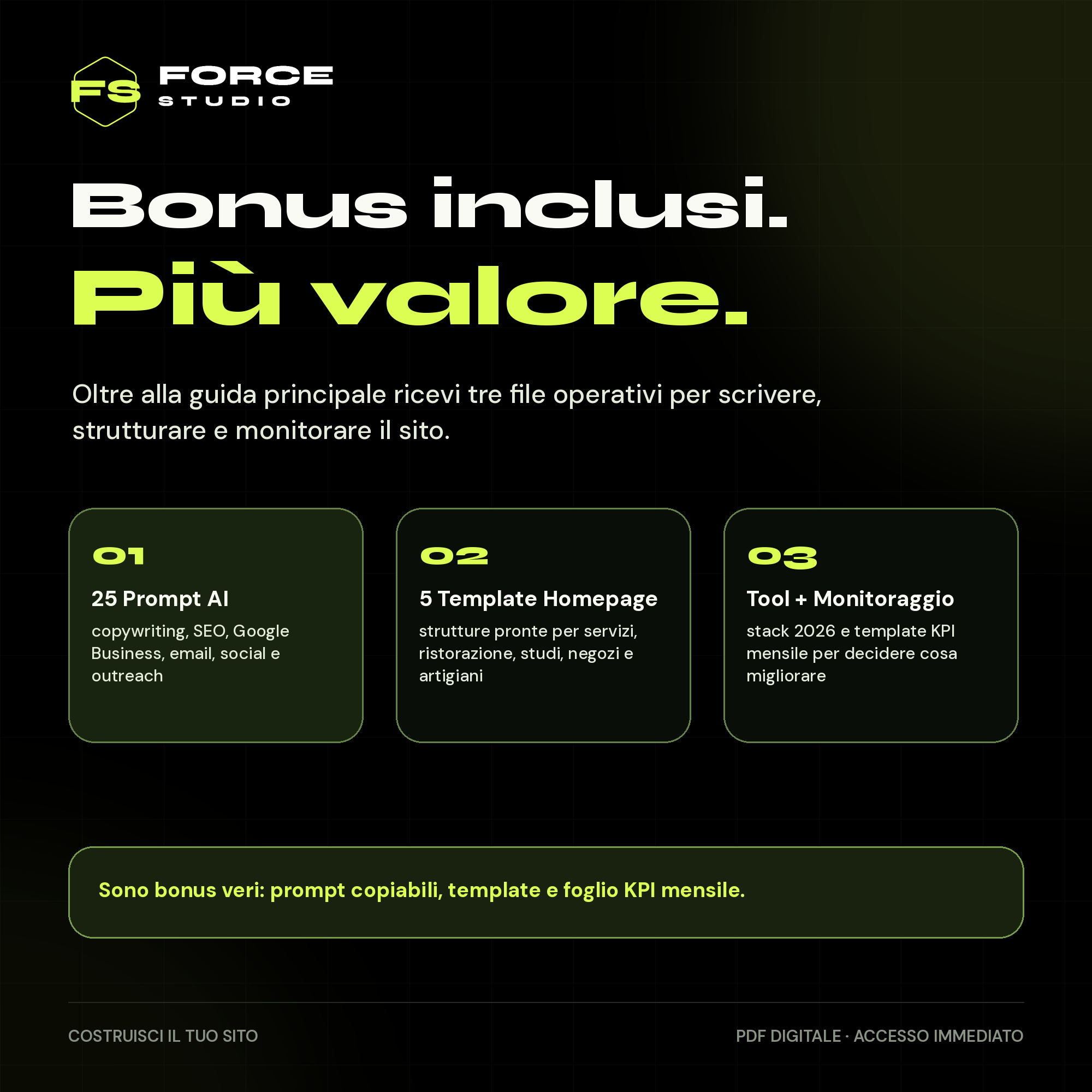 Costruisci il tuo sito - bonus inclusi